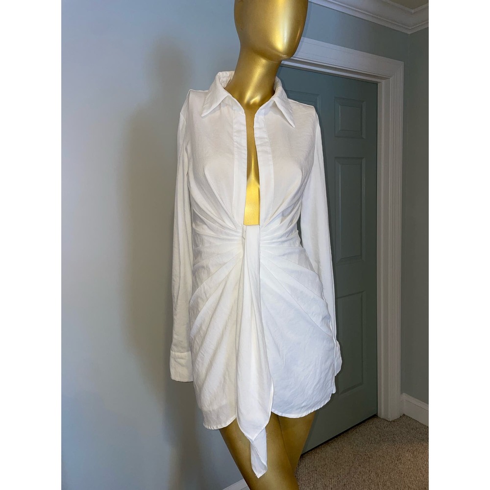 Choosy - White Long Sleeve Shirt Dress